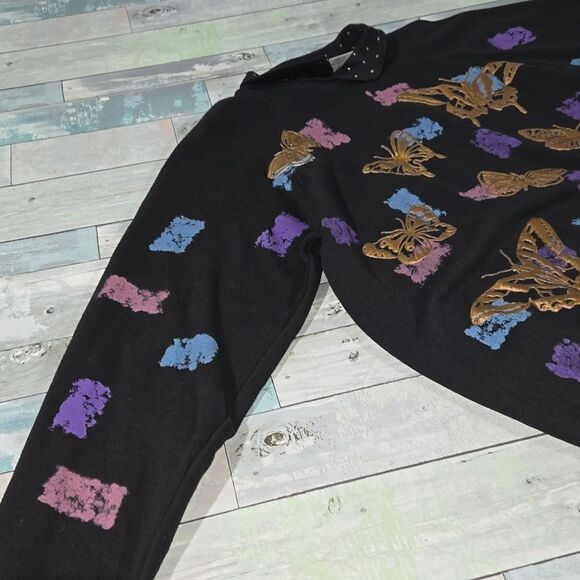 Vintage 90s Marcy'n ME EZL Butterfly Collared Sweater One size fits all - Picture 3 of 5